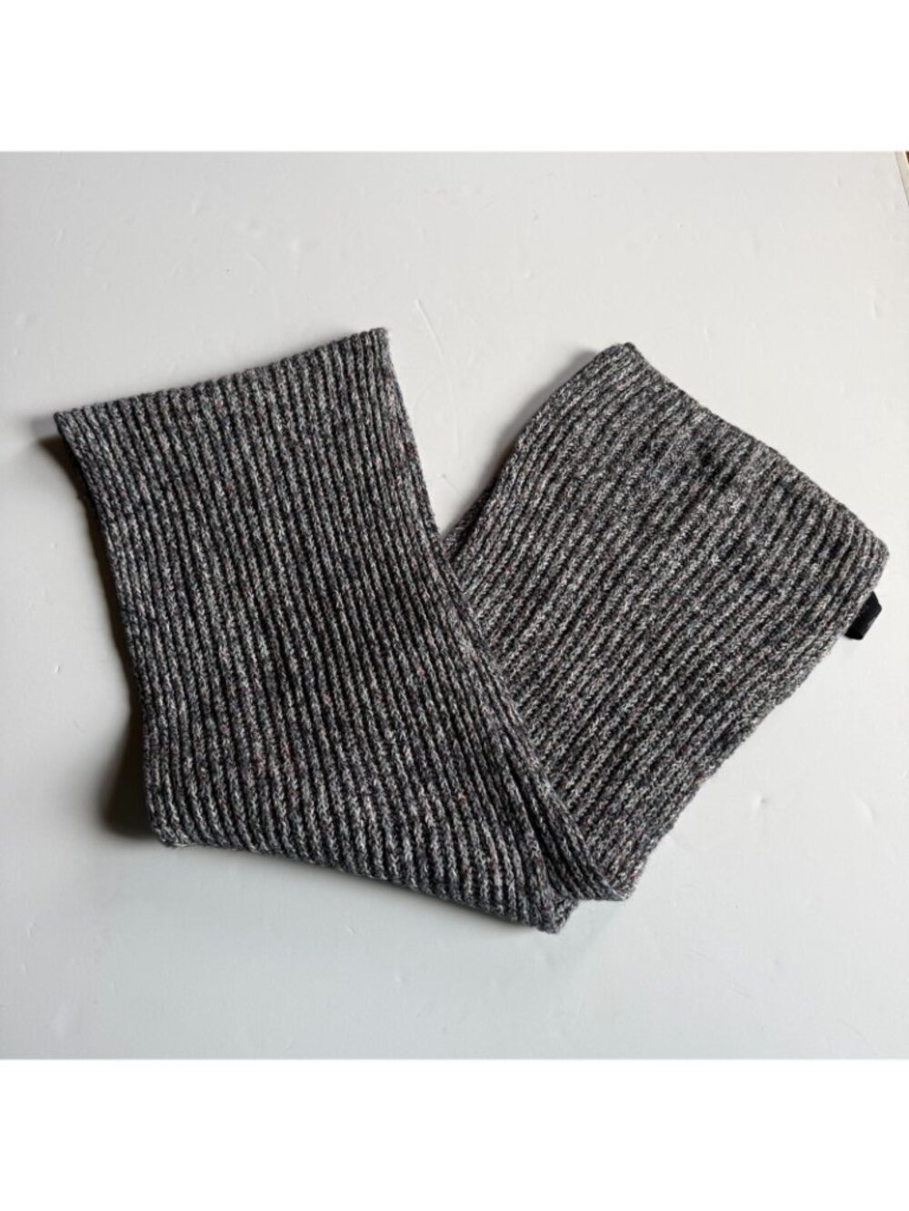 COS Rib Knit Wool Blend Gray Speckled Scarf - One Size